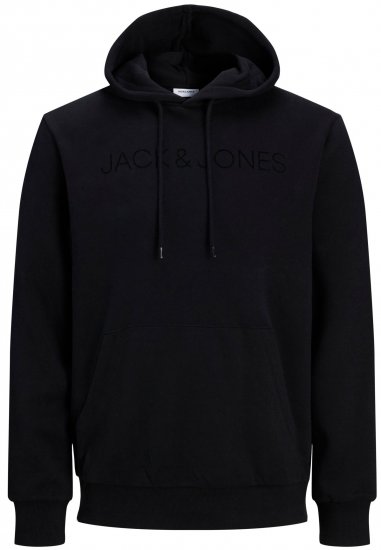 Jack & Jones JJHUGO FLOCK Hoodie Black - Pulovere & hanorace - Pulovere & Hanorace Bărbați Mărimi Mari
