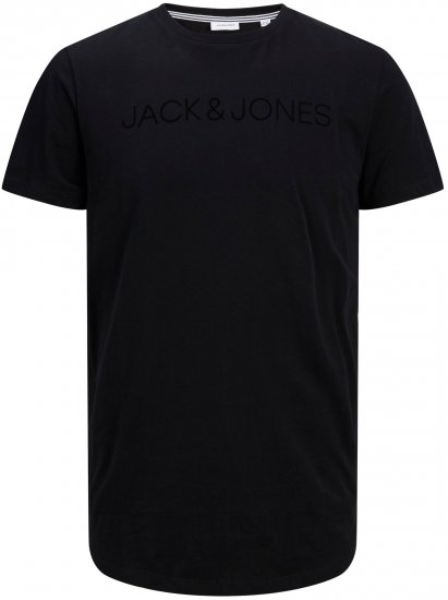 Jack & Jones JJHUGO FLOCK TEE Black - Tricouri - Tricouri Bărbați Mărimi Mari