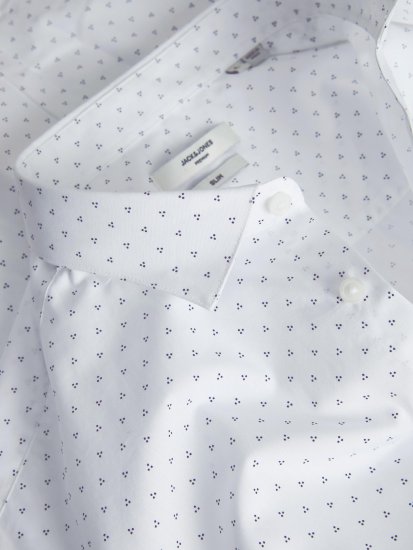 Jack & Jones JPRBLACARDIFF Print Shirt LS White - Cămăși - Cămăși Bărbați Mărimi Mari