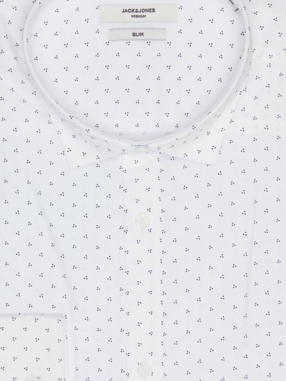 Jack & Jones JPRBLACARDIFF Print Shirt LS White - Cămăși - Cămăși Bărbați Mărimi Mari