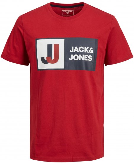 Jack & Jones JCOLOGAN TEE Red - Tricouri - Tricouri Bărbați Mărimi Mari