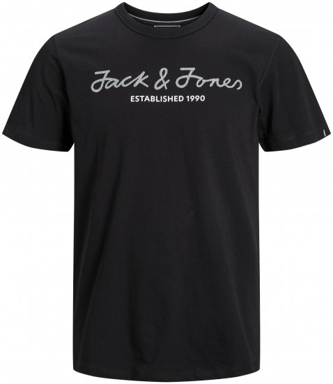 Jack & Jones JCOBERG UPSCALED TEE Black - Tricouri - Tricouri Bărbați Mărimi Mari