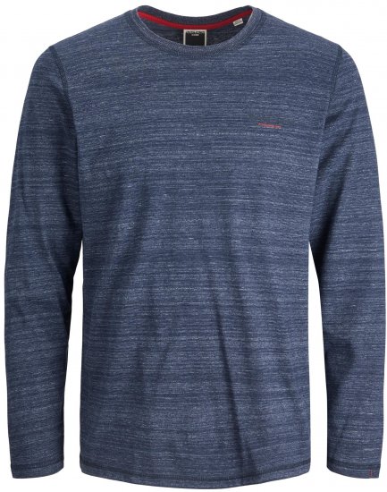 Jack & Jones JCOBERG Long sleeve T-shirt Navy - Tricouri - Tricouri Bărbați Mărimi Mari