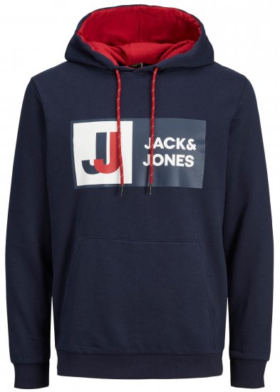 Jack & Jones JCOLOGAN Hoodie Navy - Pulovere & hanorace - Pulovere & Hanorace Bărbați Mărimi Mari
