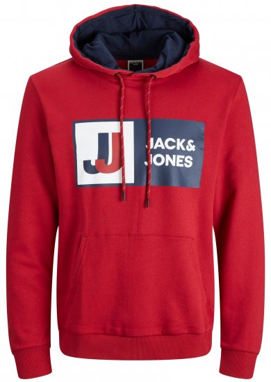 Jack & Jones JCOLOGAN Hoodie Red - Pulovere & hanorace - Pulovere & Hanorace Bărbați Mărimi Mari