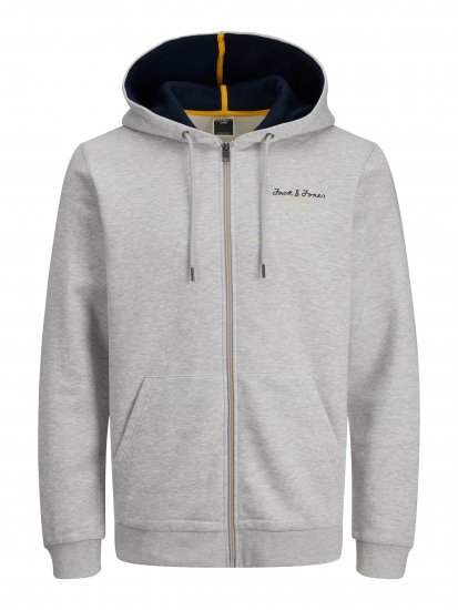 Jack & Jones JCOBERG SWEAT ZIP Hoodie Grey Melange - Pulovere & hanorace - Pulovere & Hanorace Bărbați Mărimi Mari