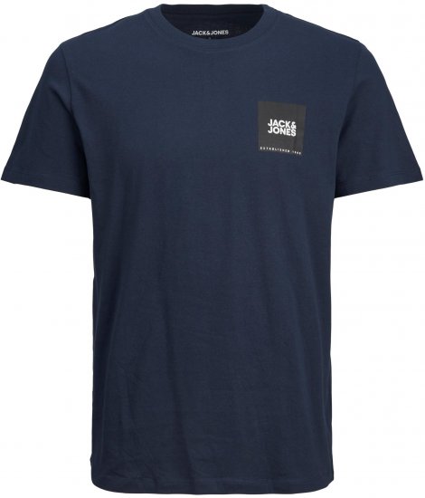 Jack & Jones JJLOCK TEE Navy Small print logo - Tricouri - Tricouri Bărbați Mărimi Mari
