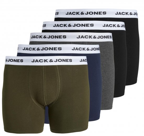 Jack & Jones BASIC White WB Trunks 5-Pack Green - Lenjerie intimă & costum baie - Lenjerie Intimă Bărbați Mărimi Mari