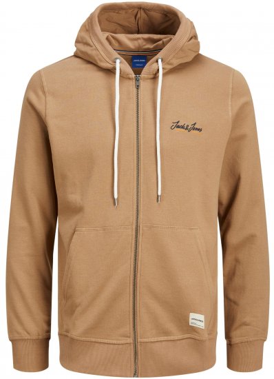 Jack & Jones JORPAUL TONS ZIP Hoodie Brown - Pulovere & hanorace - Pulovere & Hanorace Bărbați Mărimi Mari