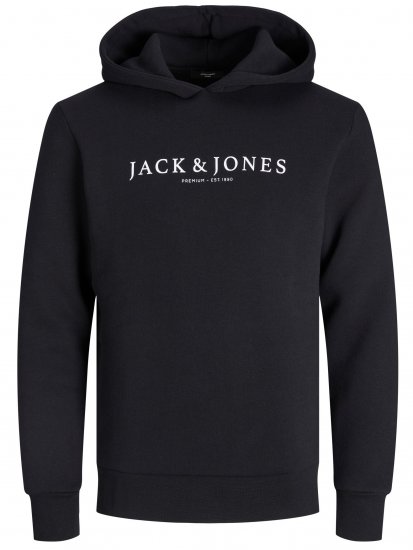 Jack & Jones JPRBLAAUGUST LOGO Hoodie Black - Pulovere & hanorace - Pulovere & Hanorace Bărbați Mărimi Mari
