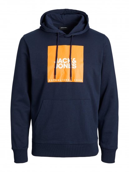 Jack & Jones JJLOCK SWEAT HOOD Navy/Orange - Pulovere & hanorace - Pulovere & Hanorace Bărbați Mărimi Mari