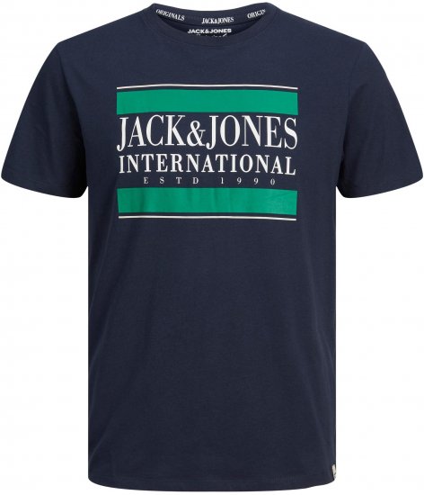 Jack & Jones JORINTERNATIONAL TEE Navy - Tricouri - Tricouri Bărbați Mărimi Mari