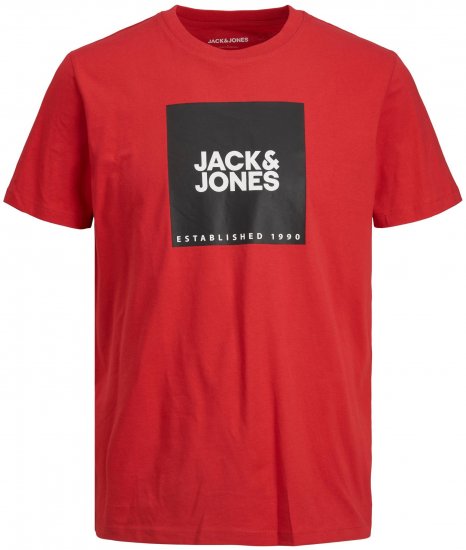 Jack & Jones JJLOCK TEE Red - Tricouri - Tricouri Bărbați Mărimi Mari
