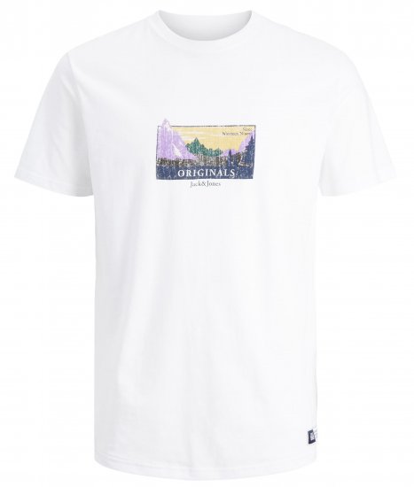 Jack & Jones JORWOODLANDGRAPHIC T-Shirt White - Tricouri - Tricouri Bărbați Mărimi Mari