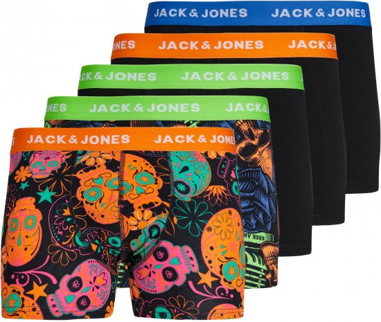 Jack & Jones JACPOP SKULLS TRUNKS 5 PACK Black - Lenjerie intimă & costum baie - Lenjerie Intimă Bărbați Mărimi Mari
