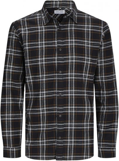 Jack & Jones JOSHUA LS Flannel Shirt Black - Cămăși - Cămăși Bărbați Mărimi Mari