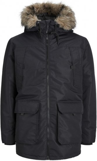 Jack & Jones CONSTRUCT Windproof Fur Parka Black - Geci - Geci Bărbați Mărimi Mari