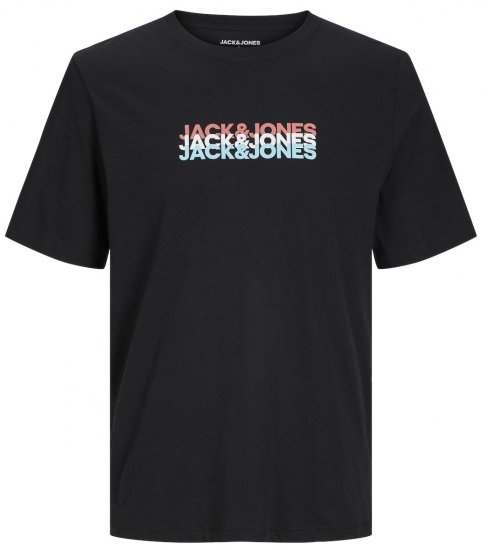 Jack & Jones JJCYBER T-Shirt Black - Tricouri - Tricouri Bărbați Mărimi Mari