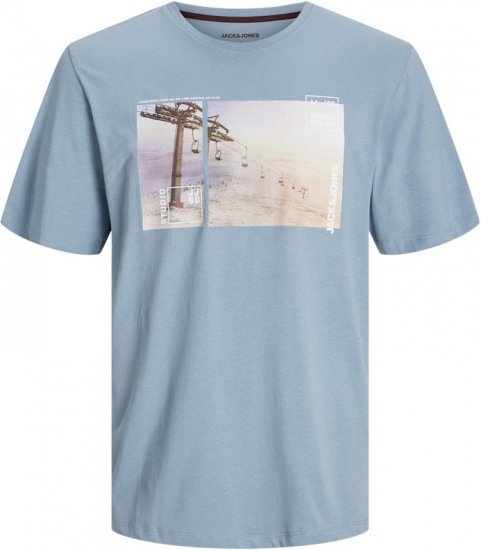 Jack & Jones MAINE T-Shirt Light Blue - Tricouri - Tricouri Bărbați Mărimi Mari