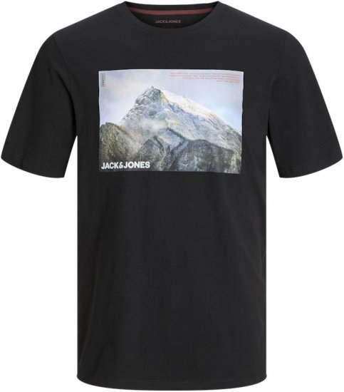 Jack & Jones MAINE T-Shirt Black - Tricouri - Tricouri Bărbați Mărimi Mari