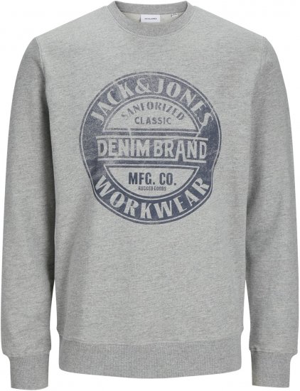 Jack & Jones JJJEANS Sweatshirt Light Grey - Pulovere & hanorace - Pulovere & Hanorace Bărbați Mărimi Mari