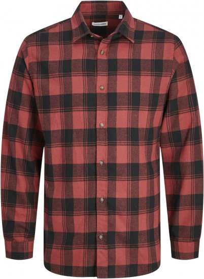 Jack & Jones JJJOSHUA Shirt Red - Cămăși - Cămăși Bărbați Mărimi Mari