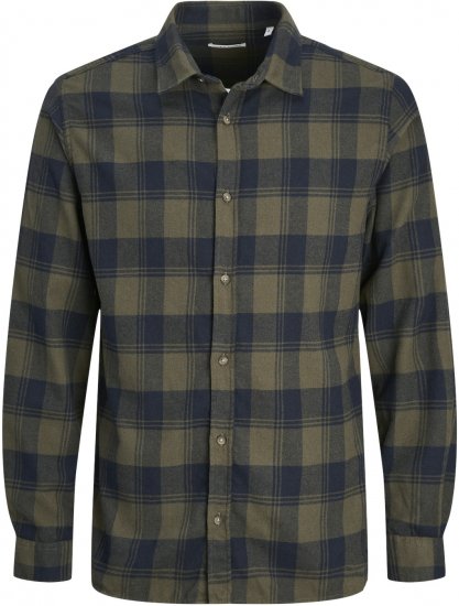 Jack & Jones JJJOSHUA Shirt Green - Cămăși - Cămăși Bărbați Mărimi Mari