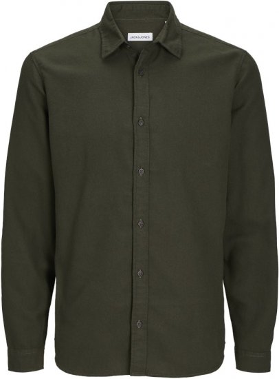 Jack & Jones JOSHUA LS Flannel Shirt Solid Green - Cămăși - Cămăși Bărbați Mărimi Mari