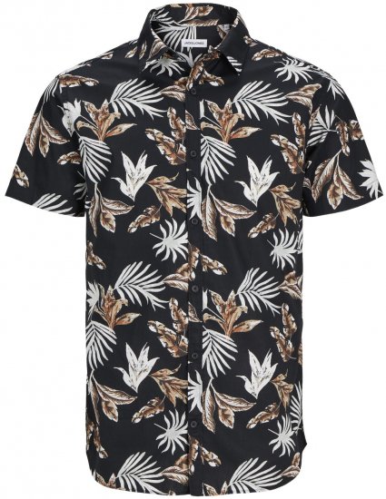 Jack & Jones JOSHUA Floral Shirt Black - Cămăși - Cămăși Bărbați Mărimi Mari
