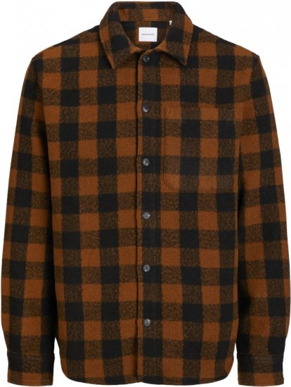 Jack & Jones ZAC Brushed Long Sleeve Overshirt Brown - Cămăși - Cămăși Bărbați Mărimi Mari