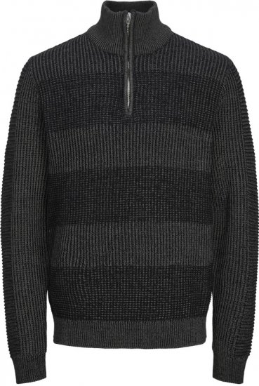 Jack & Jones HUGO Knitted Sweater with Half Zipper Black - Pulovere & hanorace - Pulovere & Hanorace Bărbați Mărimi Mari