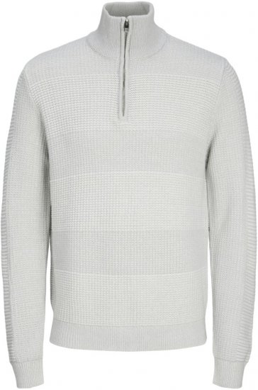 Jack & Jones HUGO Knitted Sweater with Half Zipper Cool Gray - Pulovere & hanorace - Pulovere & Hanorace Bărbați Mărimi Mari