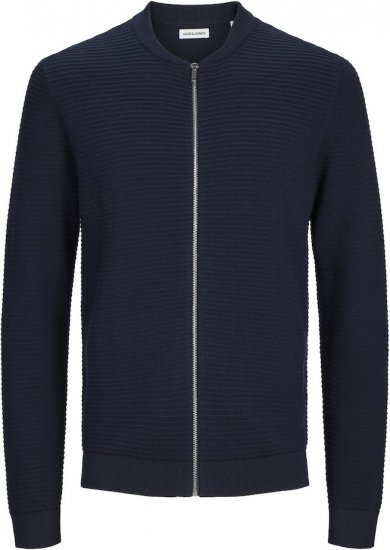 Jack & Jones OTTO Knitted Sweater with Zipper Navy - Pulovere & hanorace - Pulovere & Hanorace Bărbați Mărimi Mari