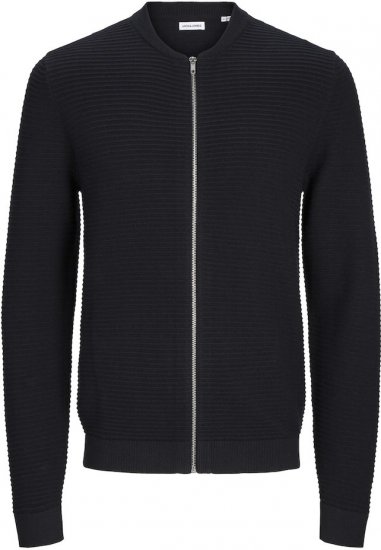 Jack & Jones OTTO Knitted Sweater with Zipper Black - Pulovere & hanorace - Pulovere & Hanorace Bărbați Mărimi Mari