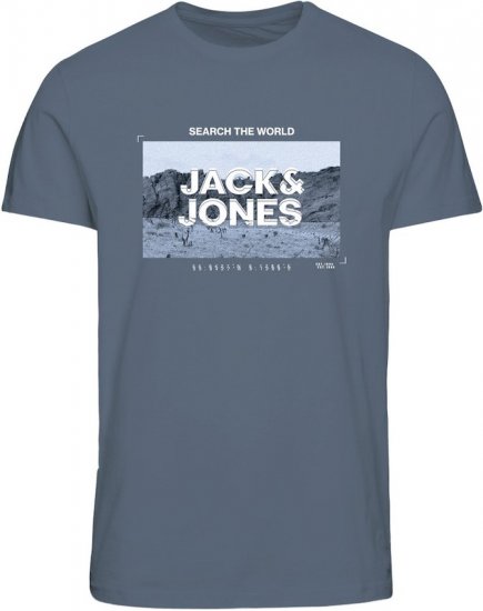 Jack & Jones RAY Photo T-Shirt Flint Stone Blue - Tricouri - Tricouri Bărbați Mărimi Mari