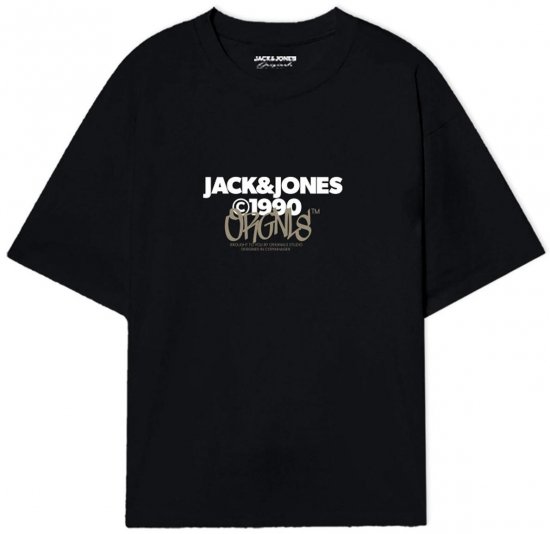Jack & Jones JORBUSHWICK T-Shirt Black - Tricouri - Tricouri Bărbați Mărimi Mari