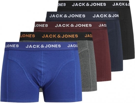 Jack & Jones EVERYDAY Trunks 5 Pack Black - Lenjerie intimă & costum baie - Lenjerie Intimă Bărbați Mărimi Mari