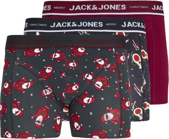 Jack & Jones MERRY X-MAS Trunks 3-Pack Dark Navy - Lenjerie intimă & costum baie - Lenjerie Intimă Bărbați Mărimi Mari