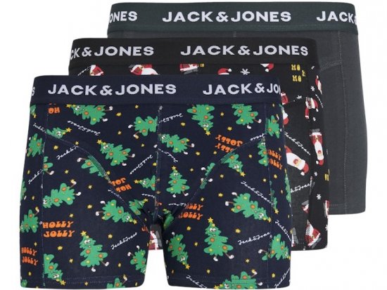 Jack & Jones HOLLY JOLLY Trunks 3-Pack Black - Lenjerie intimă & costum baie - Lenjerie Intimă Bărbați Mărimi Mari