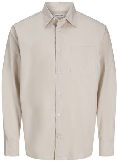 Jack & Jones Cody Poplin Long Sleeve Shirt Moonbeam - Cămăși - Cămăși Bărbați Mărimi Mari