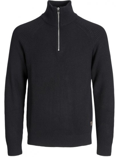 Jack & Jones Pannel Knit Half Zip Pullover Black - Pulovere & hanorace - Pulovere & Hanorace Bărbați Mărimi Mari