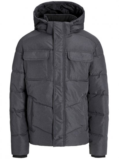 Jack & Jones Morgan Puffer Jacket Dark Grey Melange - Geci - Geci Bărbați Mărimi Mari