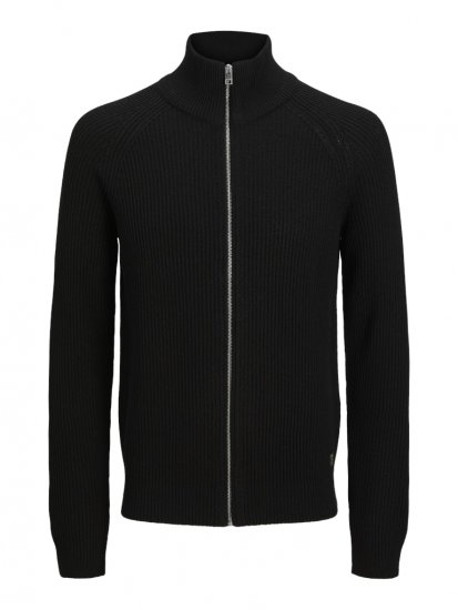 Jack & Jones Pannel Zip Knit Cardigan Black - Pulovere & hanorace - Pulovere & Hanorace Bărbați Mărimi Mari
