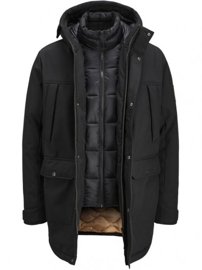 Jack & Jones Finn Softshell Parka Black - Geci - Geci Bărbați Mărimi Mari