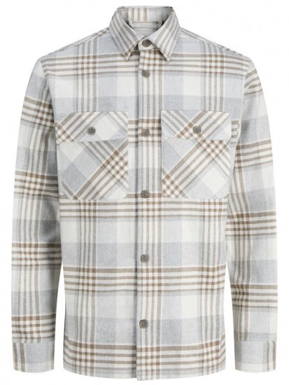 Jack & Jones Rayle Melange Check Long Sleeve Overshirt Brown - Cămăși - Cămăși Bărbați Mărimi Mari