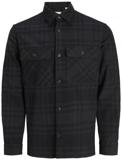 Jack & Jones Rayle Melange Check Long Sleeve Overshirt Black Beauty - Cămăși - Cămăși Bărbați Mărimi Mari