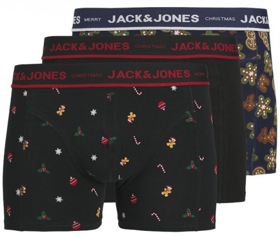 Jack & Jones Gingerbread Trunks 3-Pack Black - Lenjerie intimă & costum baie - Lenjerie Intimă Bărbați Mărimi Mari