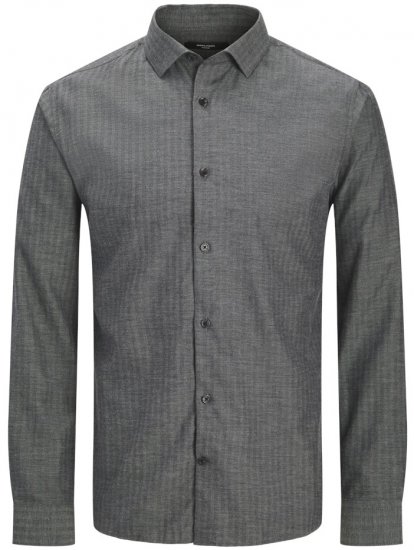 Jack & Jones Parker Melange Long Sleeve Shirt Black - Cămăși - Cămăși Bărbați Mărimi Mari