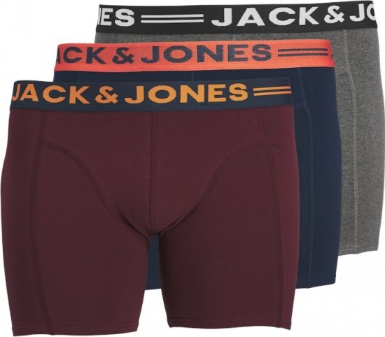 Jack & Jones LICHFIELD Trunks 3-Pack Burgundy - Lenjerie intimă & costum baie - Lenjerie Intimă Bărbați Mărimi Mari