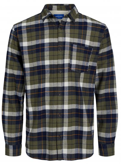 Jack & Jones JOROWEN CHECK COMFORT Shirt Olive - Cămăși - Cămăși Bărbați Mărimi Mari
